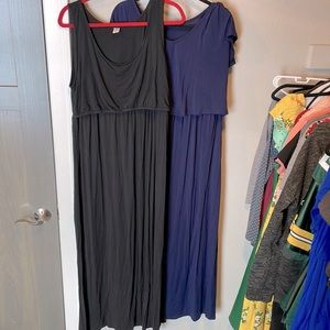 BOGO maxi nursing dressses -  size XL black tank + navy T shirt